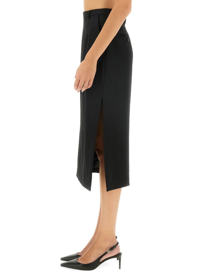 Dolce & Gabbana Gabardine Virgin-wool Midi Skirt In Black