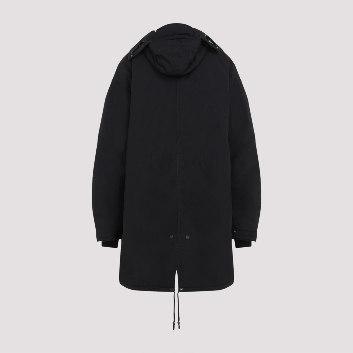 Junya Watanabe Ribbed Cuff Drawstring Coat In Black