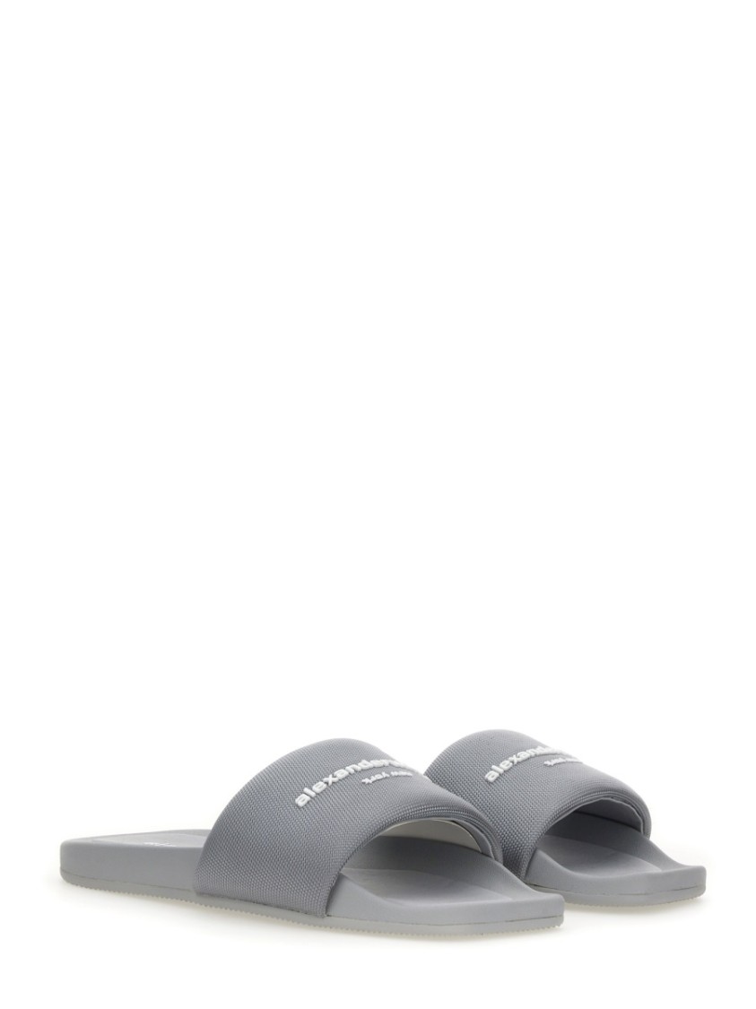 Shop Alexander Wang Nylon "aw" Sandal In Grey