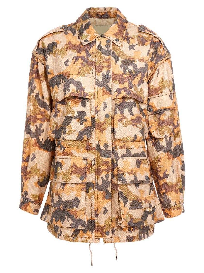 Isabel Marant 'camouflage Utility' Jacket Drawstring In Brown