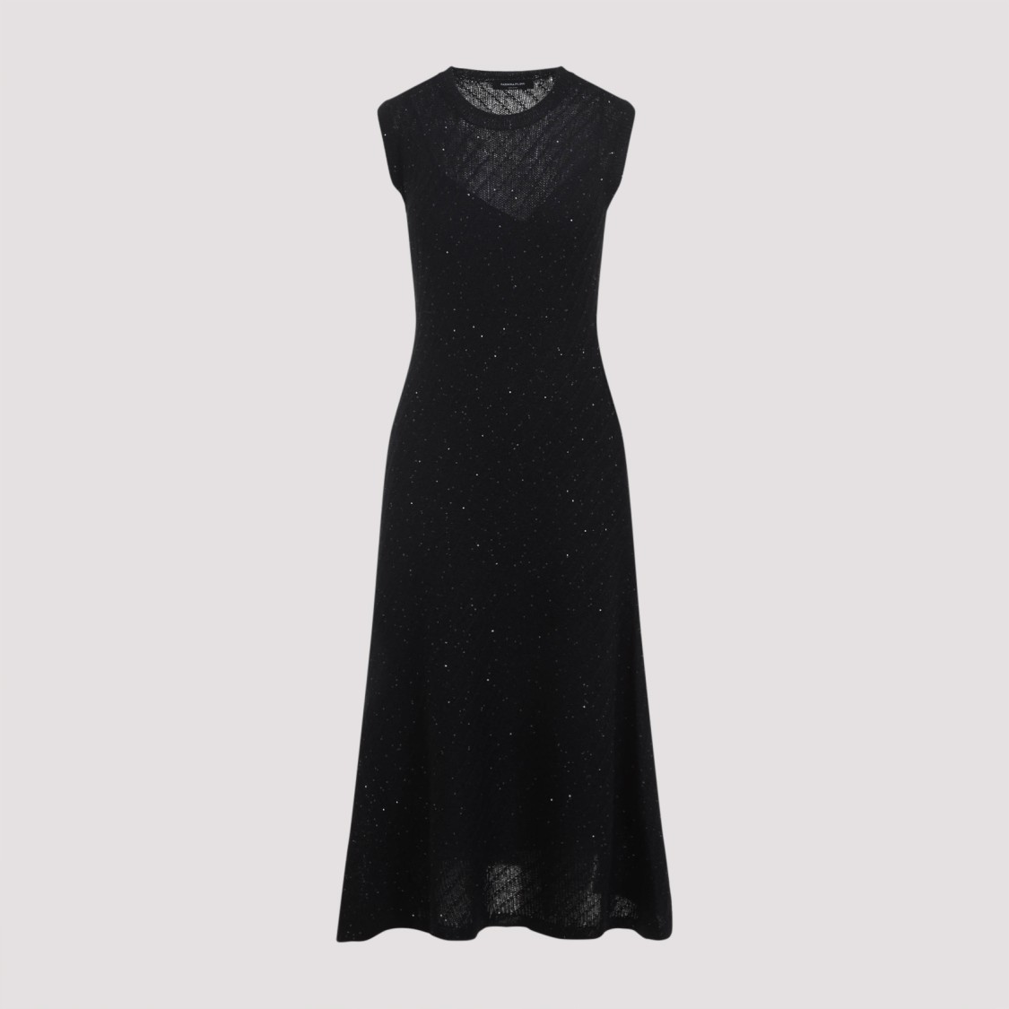 Fabiana Filippi Black Wool Sequins Midi Dress