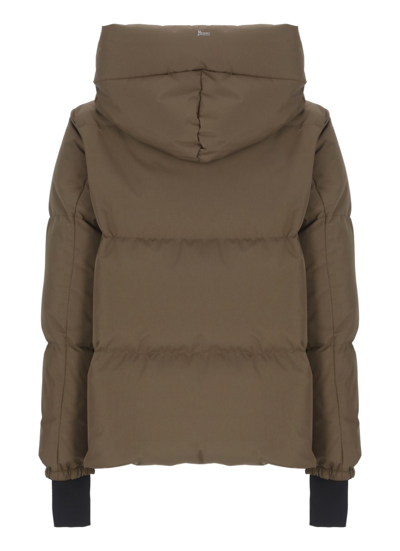 Herno Quilted Down Jacket With Hood And Pockets In Brown
