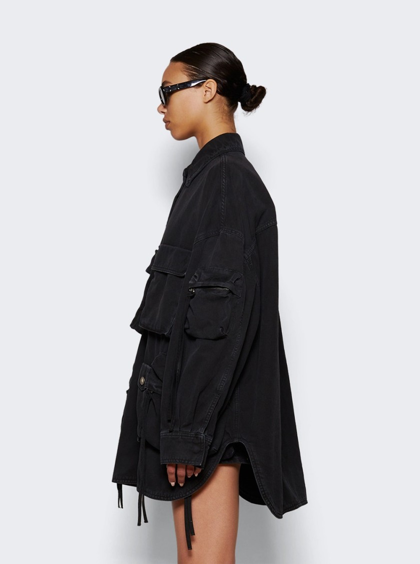 Shop Attico The Fern Short Coat Black
