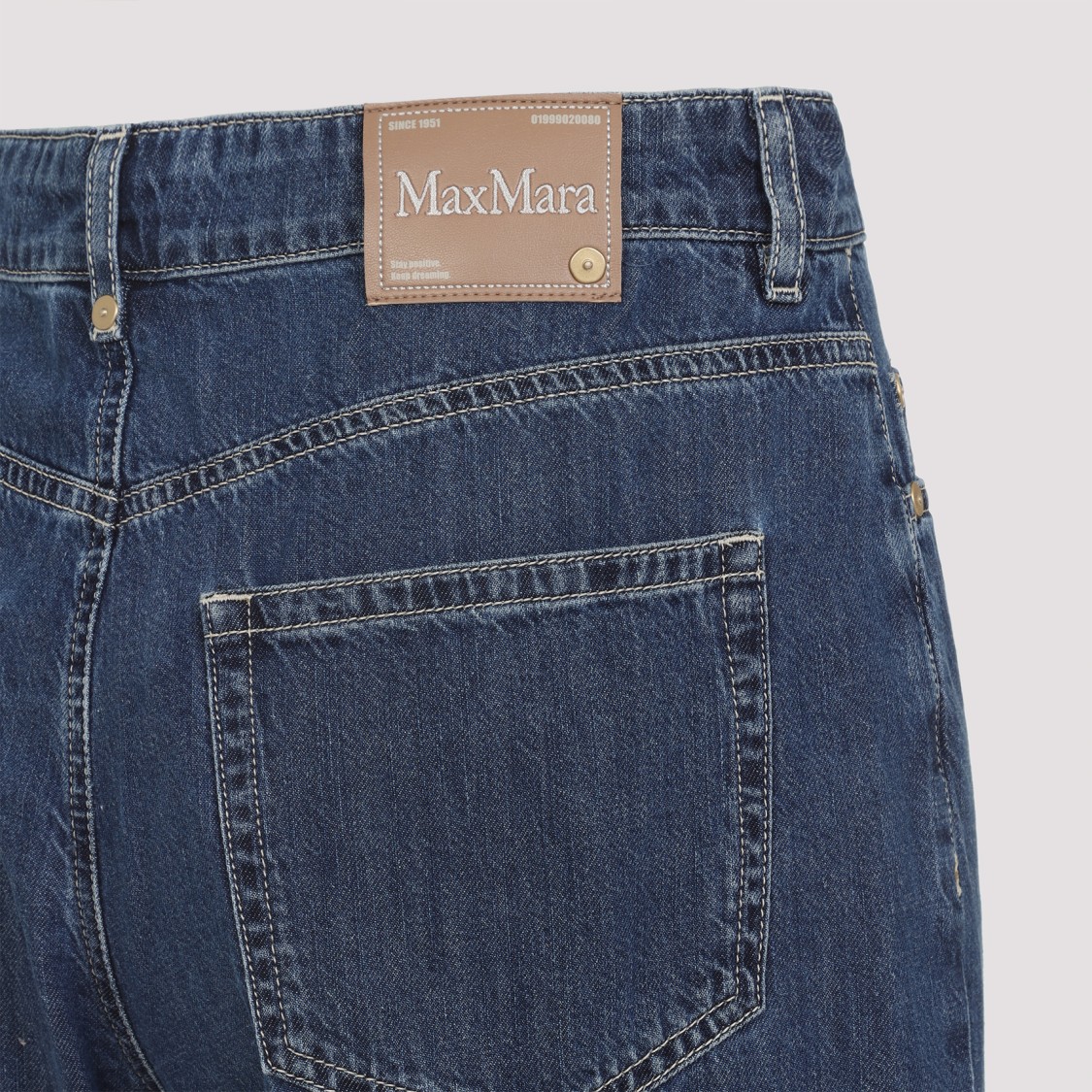 Max Mara Wide-leg High-waisted Jeans With Rolled Cuffs And Five-pocket Styling In Blue