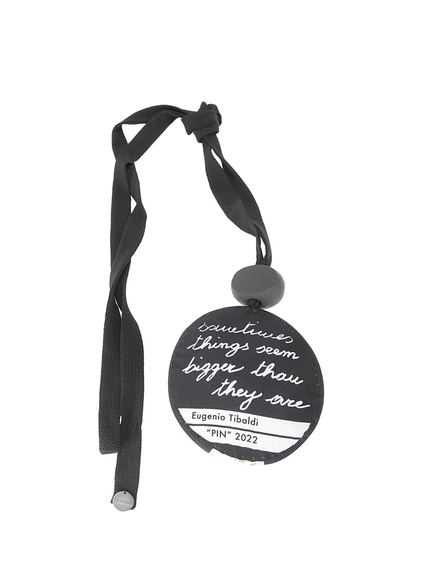 Maria Calderara Fabric Necklace With Pendant In Black