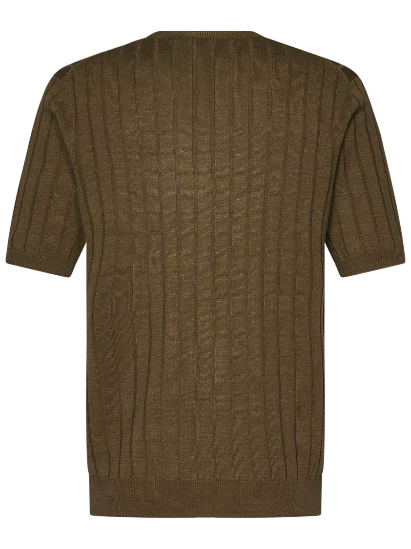 Boglioli Crewneck Green Flat-ribbed Linen In Green
