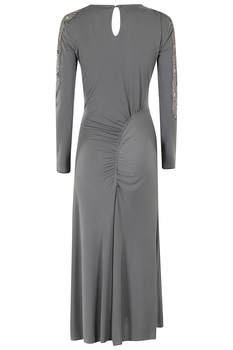 Ermanno Firenze Maxi Dress With Straight Neckline In Grey