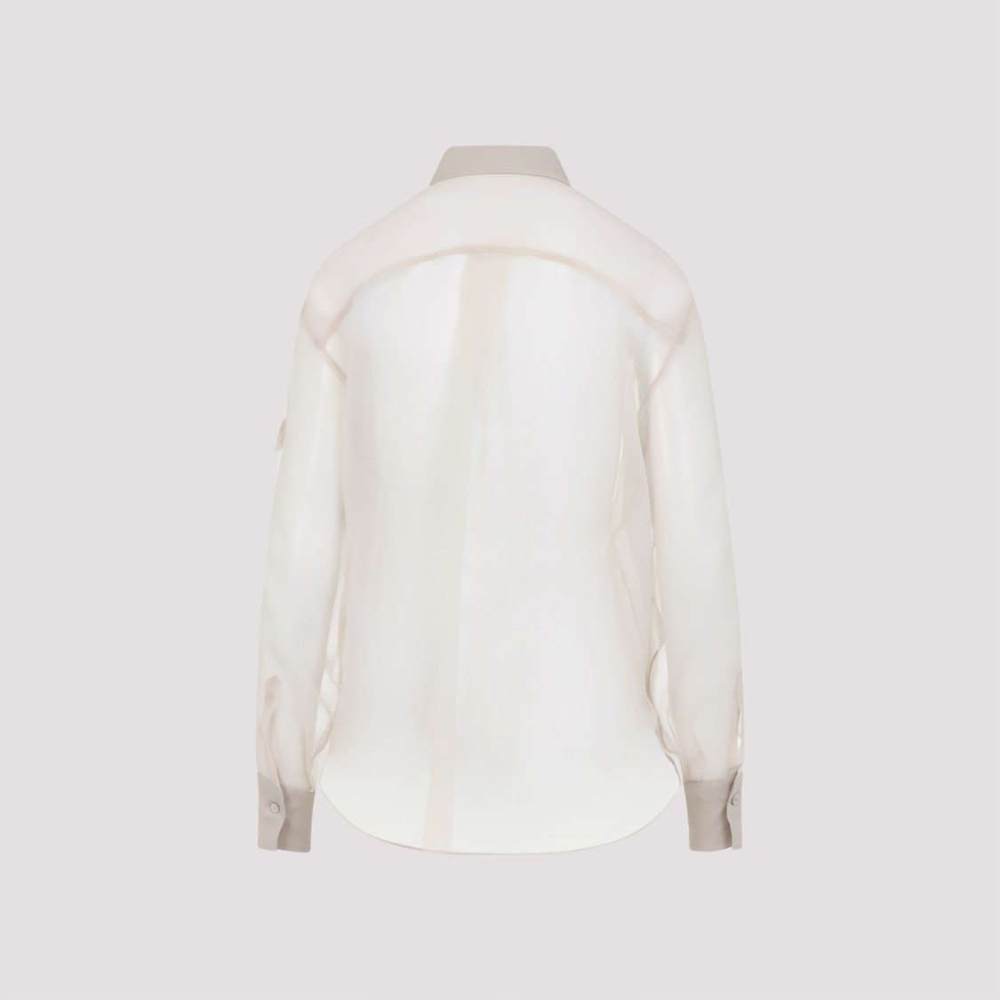 Shop Brunello Cucinelli Organza Embroidered Shirt In Neutrals