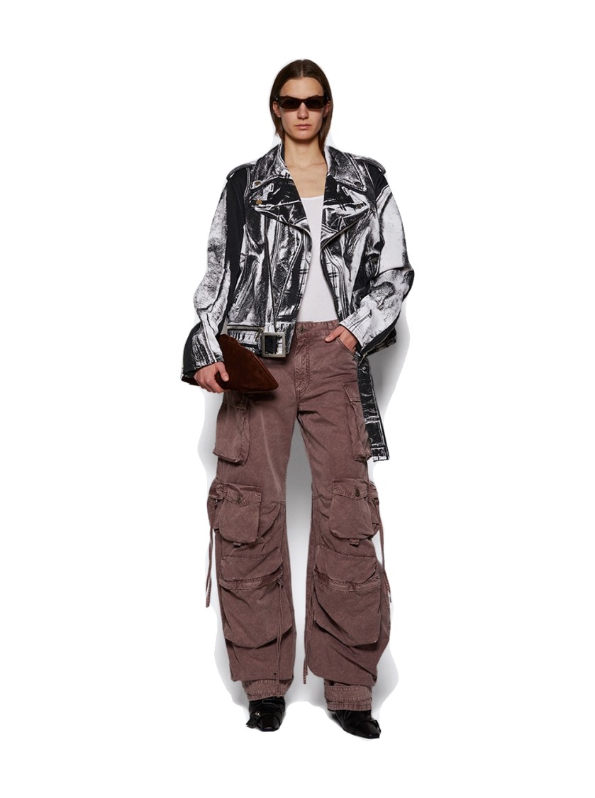 JEAN PAUL GAULTIER JEAN PAUL GAULTIER TROMPE-LÂOEIL PERFECTO COTTON CANVAS JACKET BLACK AND WHITE