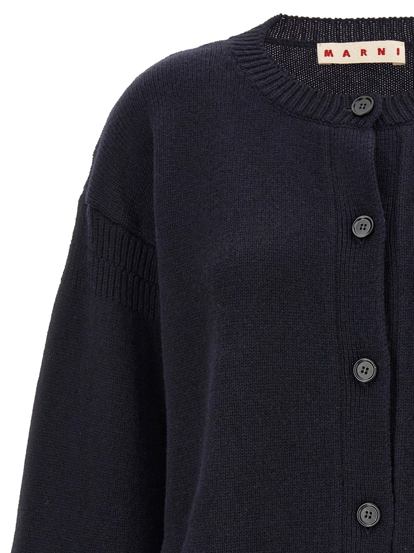 Marni Intarsia Logo Wool Cardigan