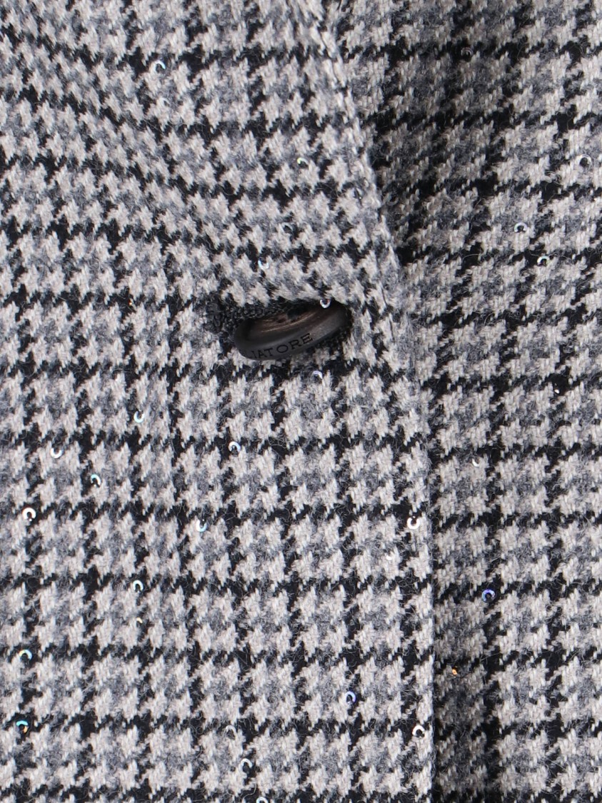 Tagliatore Check Pattern Notch Lapel Front Pockets Blazer In Gray