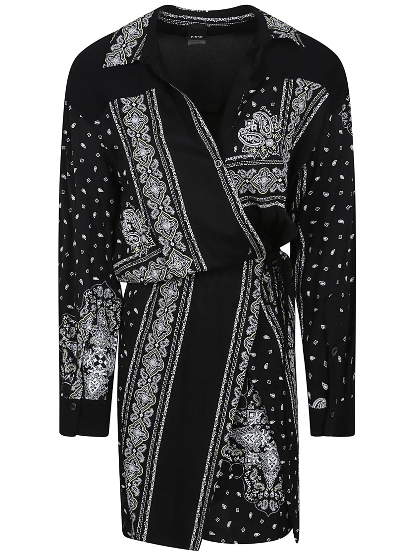 Shop Pinko Wrap Dress With Intricate Pattern
