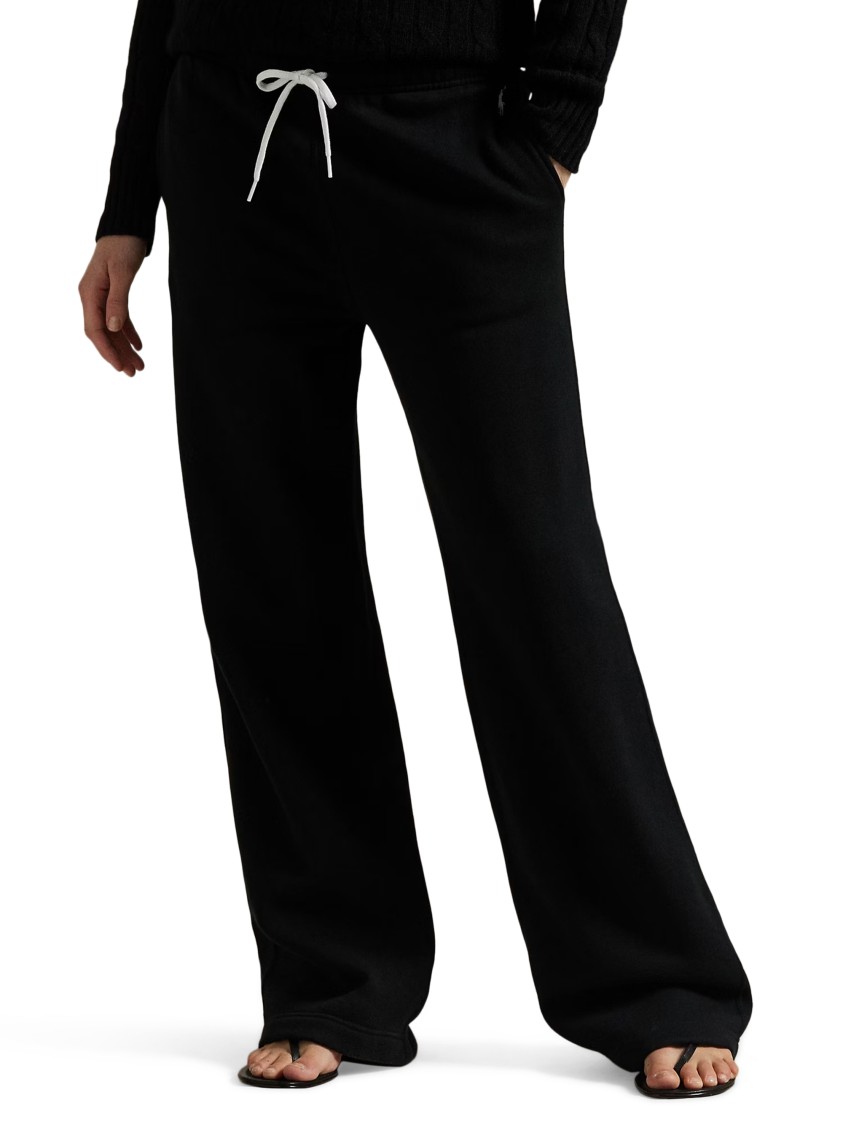 Polo Ralph Lauren Relaxed Fit Knit Open Bottom Trousers With Adjustable Waistband In Black