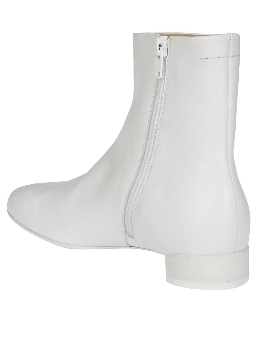 Mm6 Maison Margiela Mm6 By Maison Margiela White Ankle Boots With Smooth Leather Finish In White