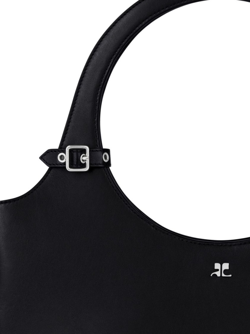 Courrèges Black Bag With Magnetic Fastening And Dual Handles