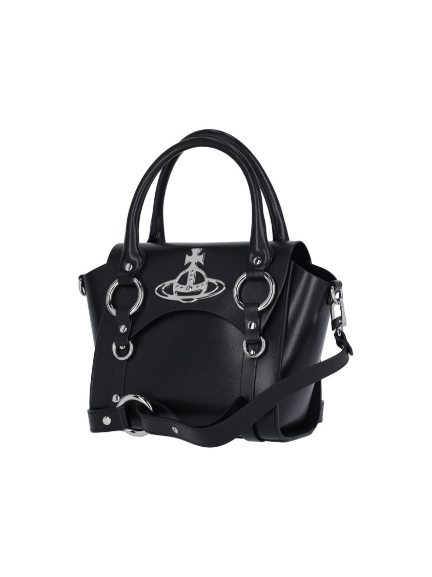 Vivienne Westwood Structured Black Handbag With Iconic Logo Detail