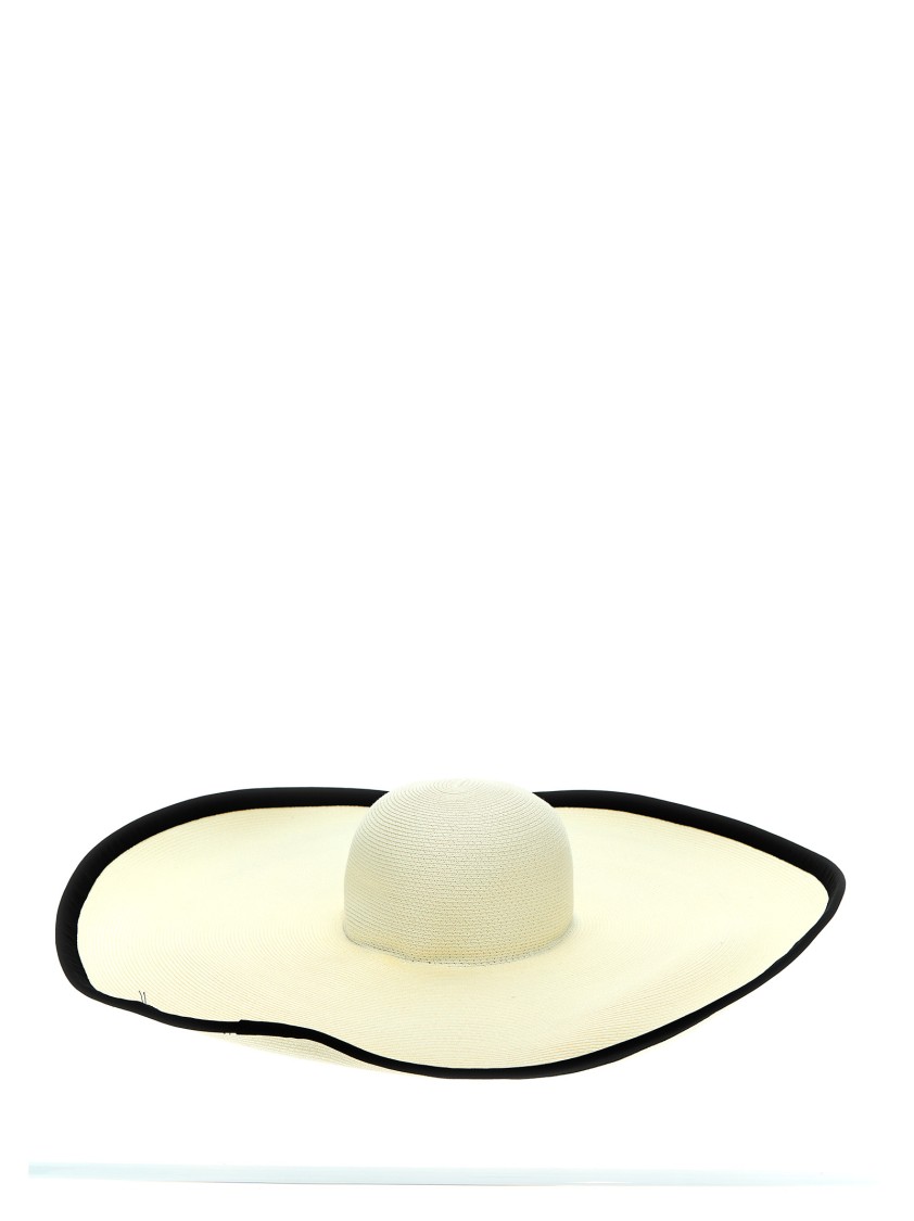 Max Mara 'robert' Wide Brim Woven Texture Hat In Neutral