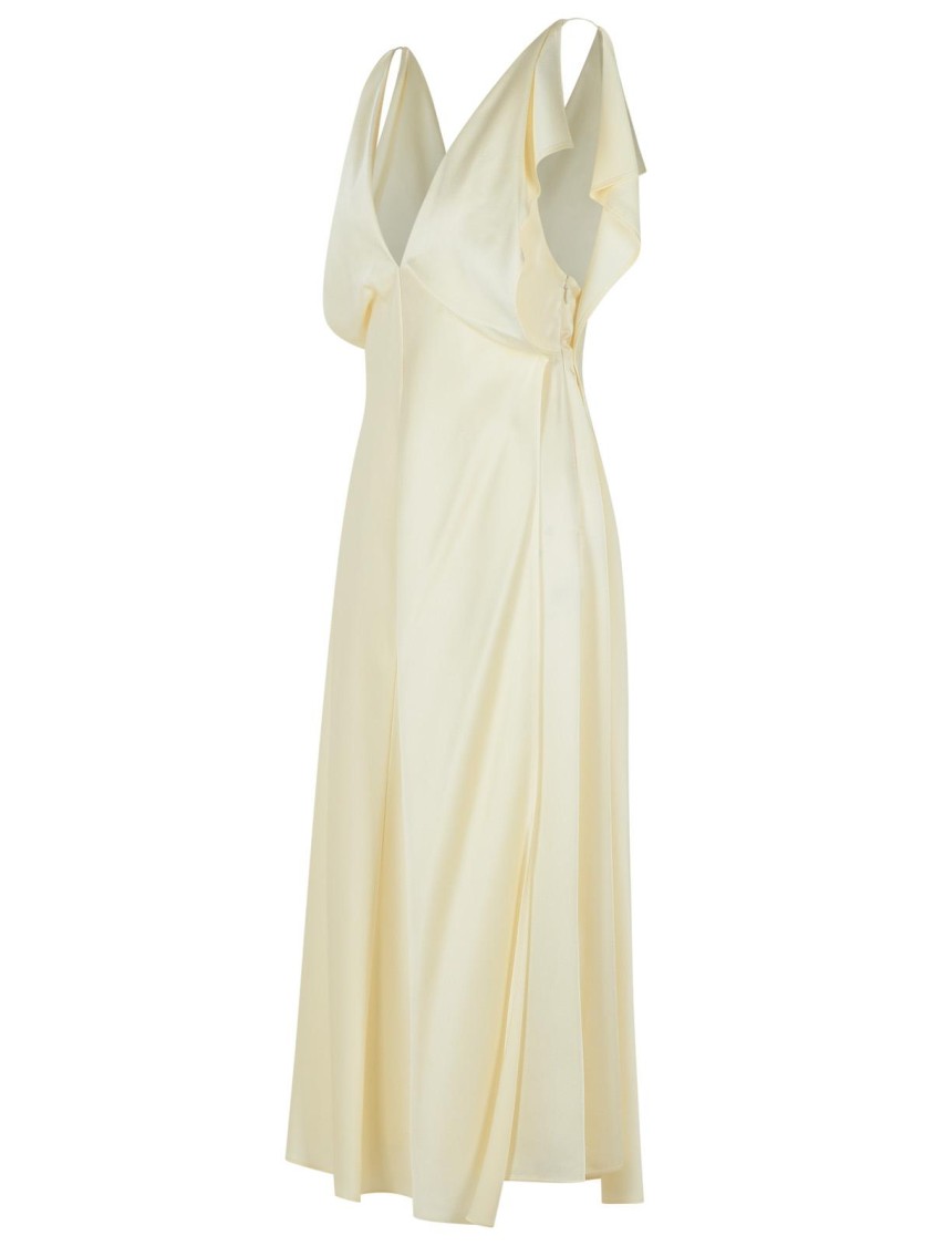 Jil Sander Ivory Viscose Blend Dress Women In Neutrals