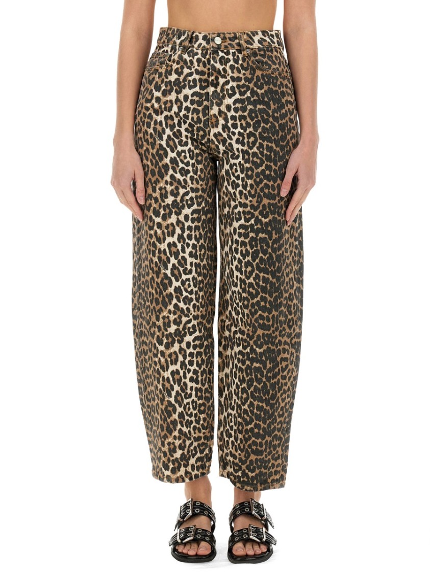 Ganni Cotton Pants In Brown
