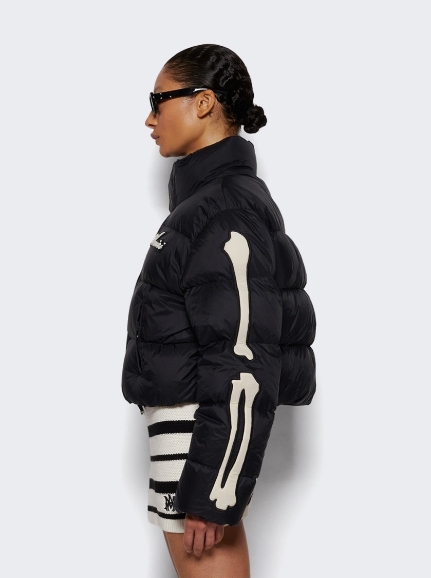 Amiri Bones Cropped Down Jacket Black In Black