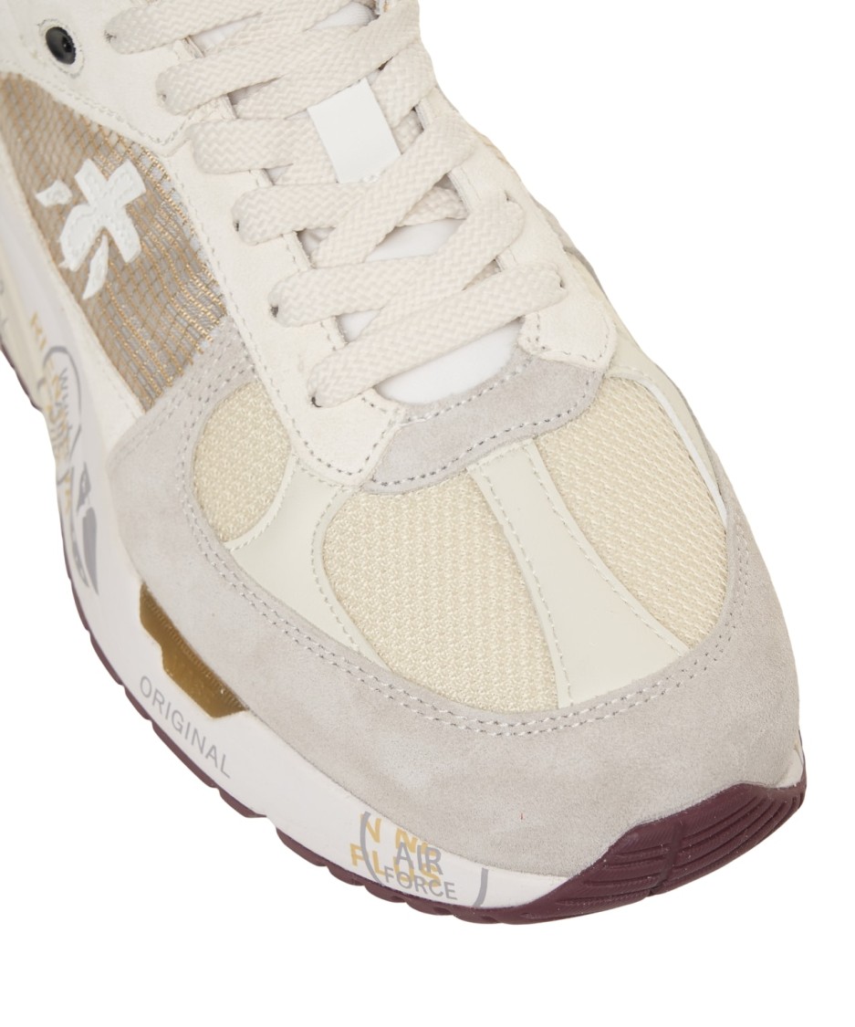 Premiata Bianco Sneakers With Textured Blend In Neutrals