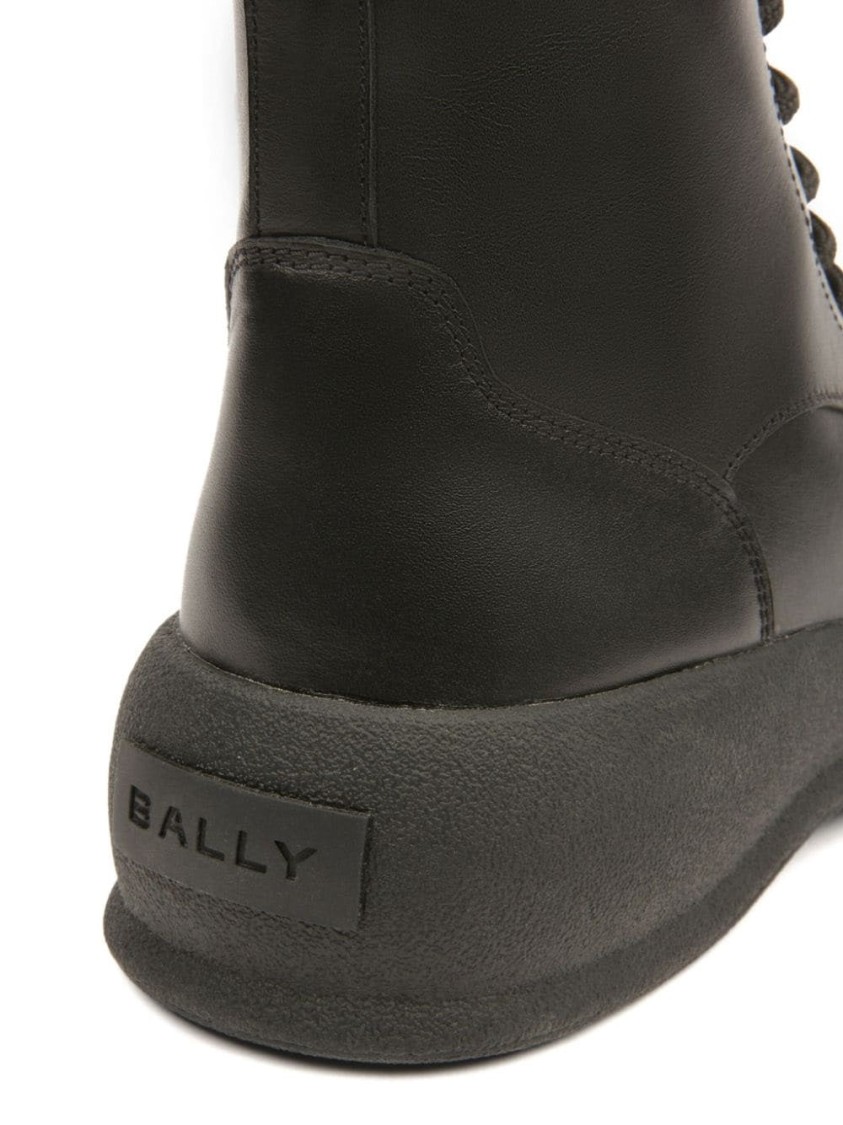 Bally High-top Leather Ankle Boots With Lace-up Closure In Black