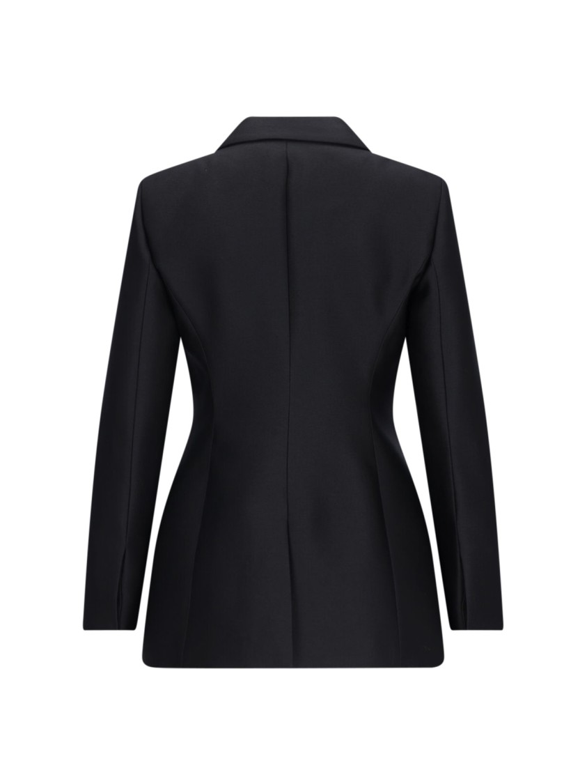 Gucci Double-breasted & Silk Blazer – Black In Black