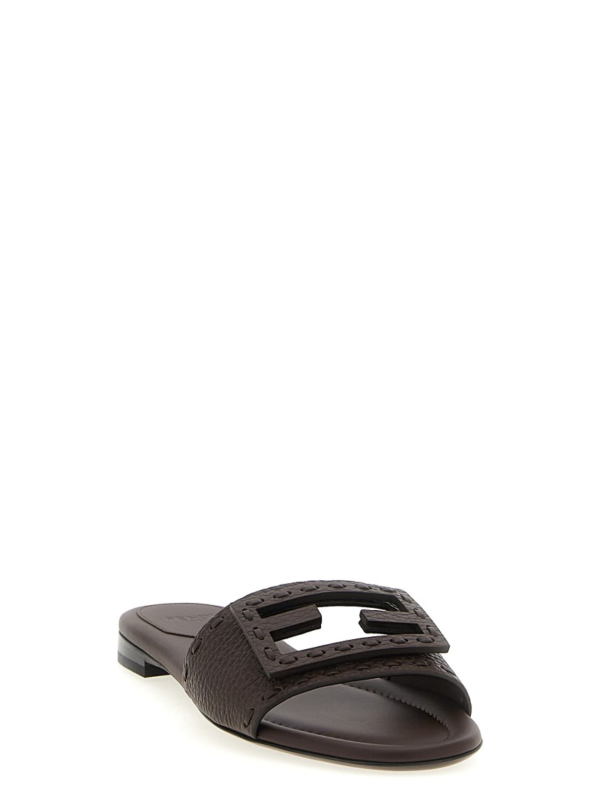 Fendi Baguette Flat Shoes Brown In Black