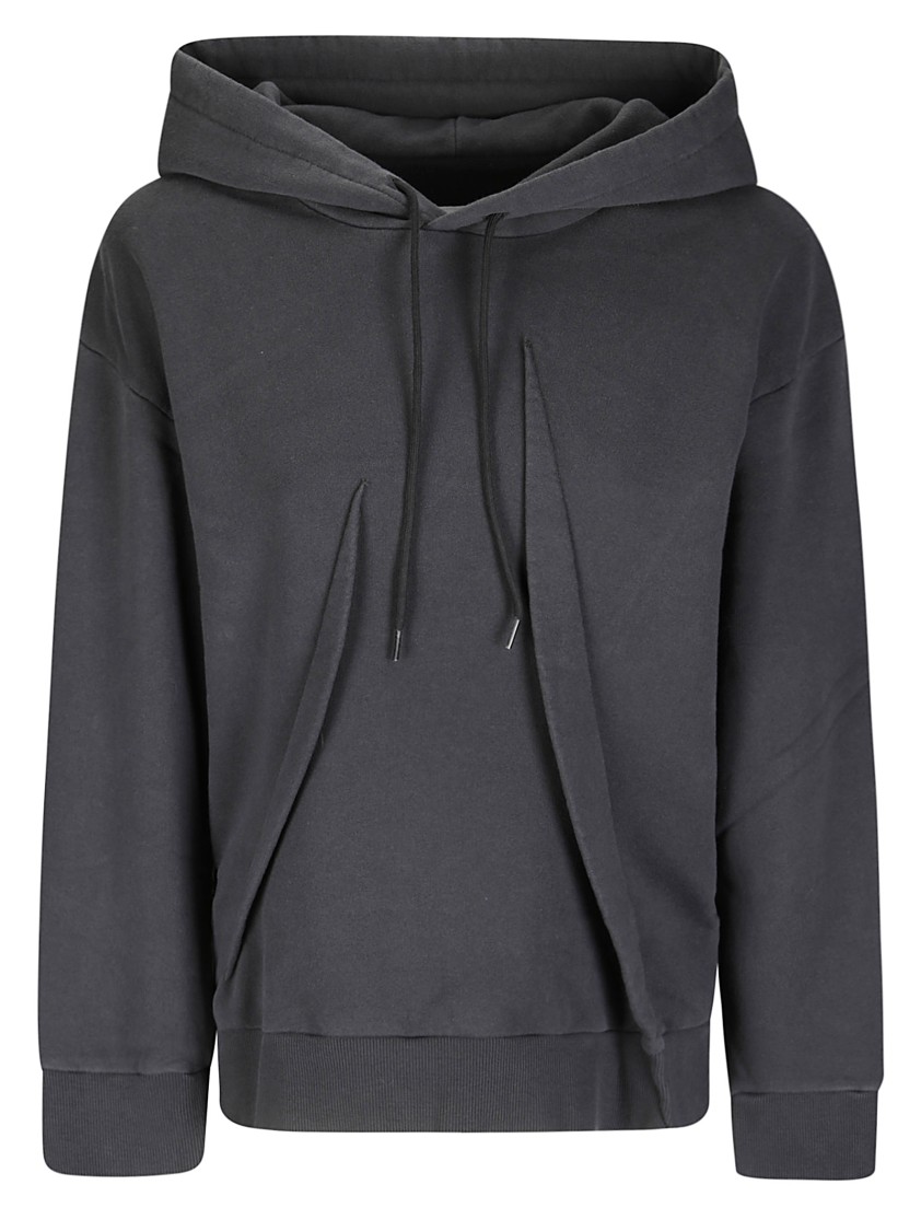 Mm6 Maison Margiela Mm6 By Maison Margiela Long-sleeved Cotton Sweatshirt With Hood And Drawstring In Gray