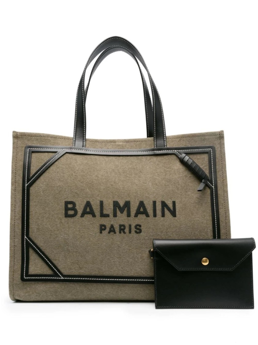 Balmain B-army Medium Shopper Bag In Green