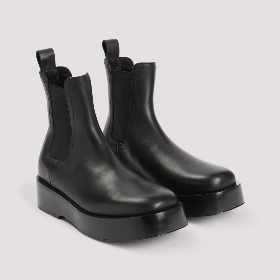 Shop Bottega Veneta Chunky Platform Boots With Rounded Toe Design In Black