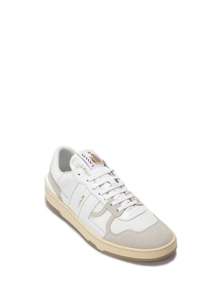 Lanvin Mesh And Leather Clay Sneakers With In White