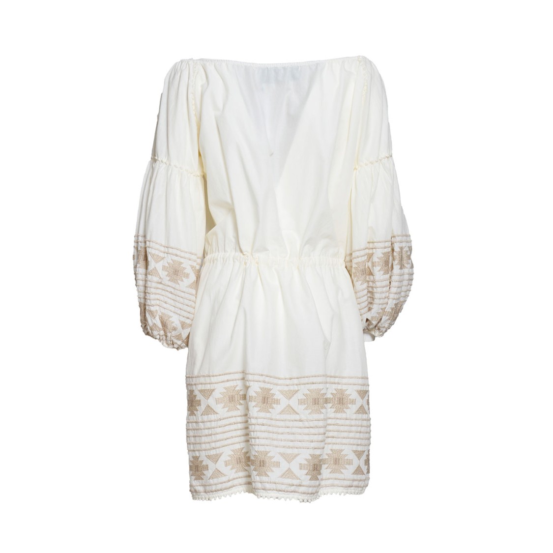 BAZAR DELUXE BAZAR DELUXE SHORT DRESS IN CREAM COTTON WITH EMBROIDERY 