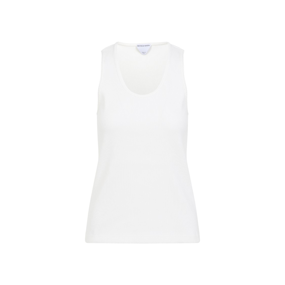 Bottega Veneta Sleeveless Fitted Ribbed Top With Scoop Neckline In White