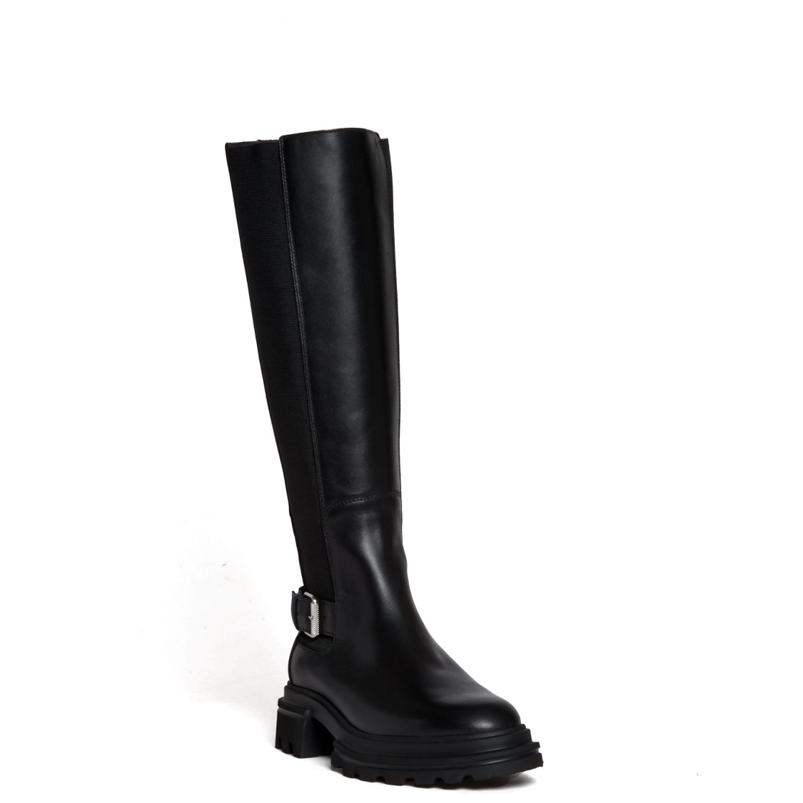 HOGAN HOGAN BLACK LEATHER ELASTIC BOOT