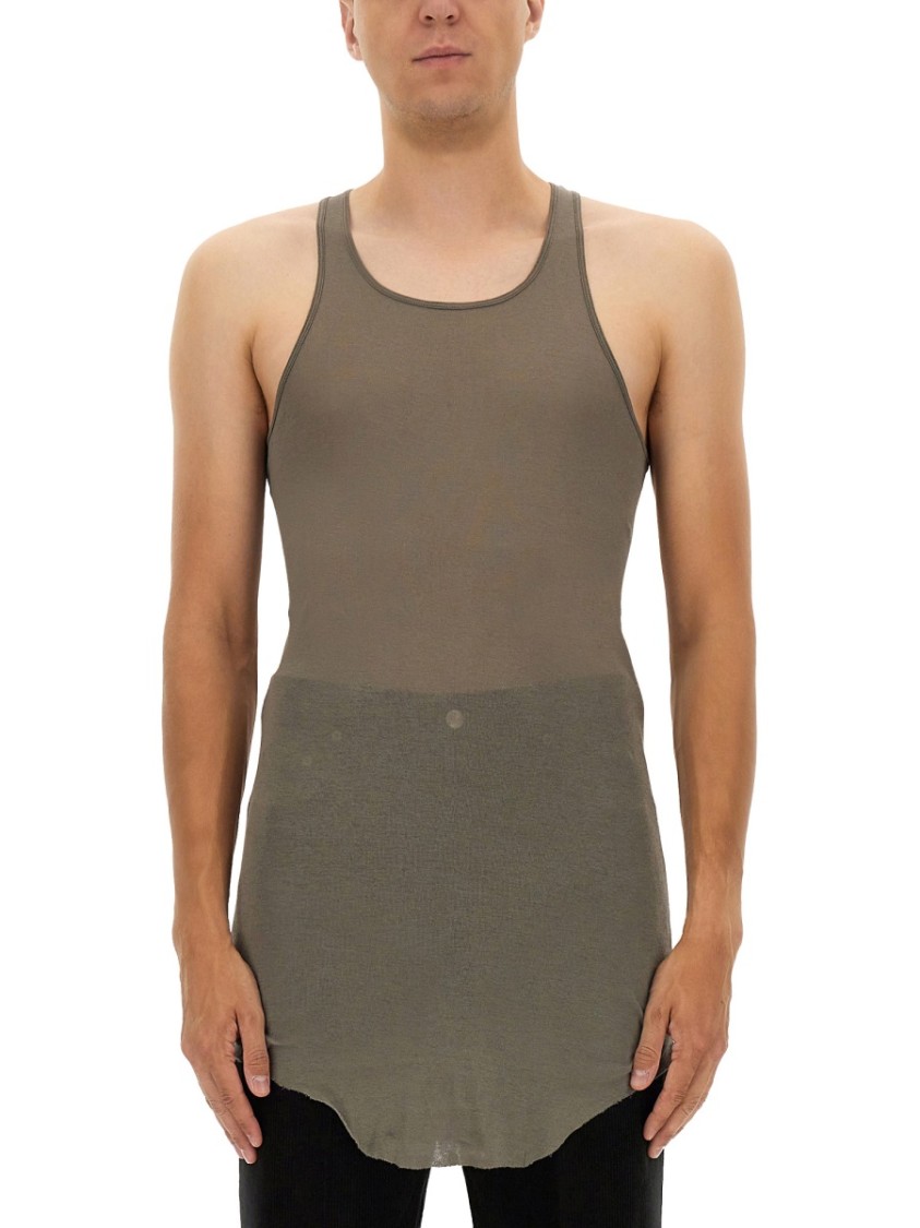 Rick Owens Longline Racerback Scoop Neck Sleeveless T-shirt In Green