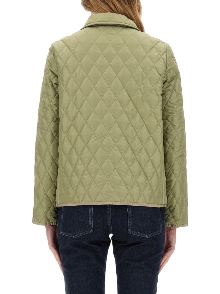 Fay Quilted Jacket With Collared Neck And Pockets In Green