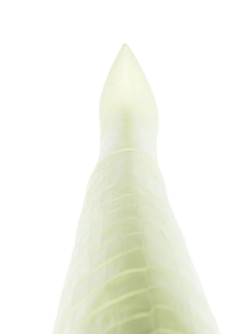 Paris Texas Textured Green Stiletto Long Boots In Yellow