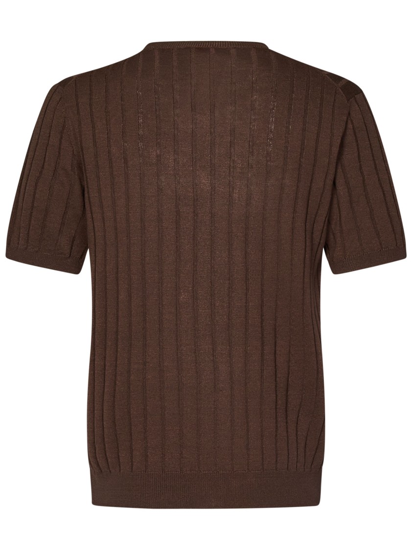 Boglioli Crewneck Brown Flat-ribbed Linen