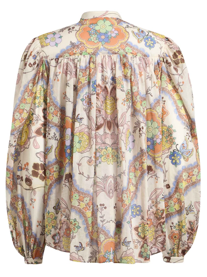 Etro Pleated Paisley Print Cotton Shirt In Multicolor