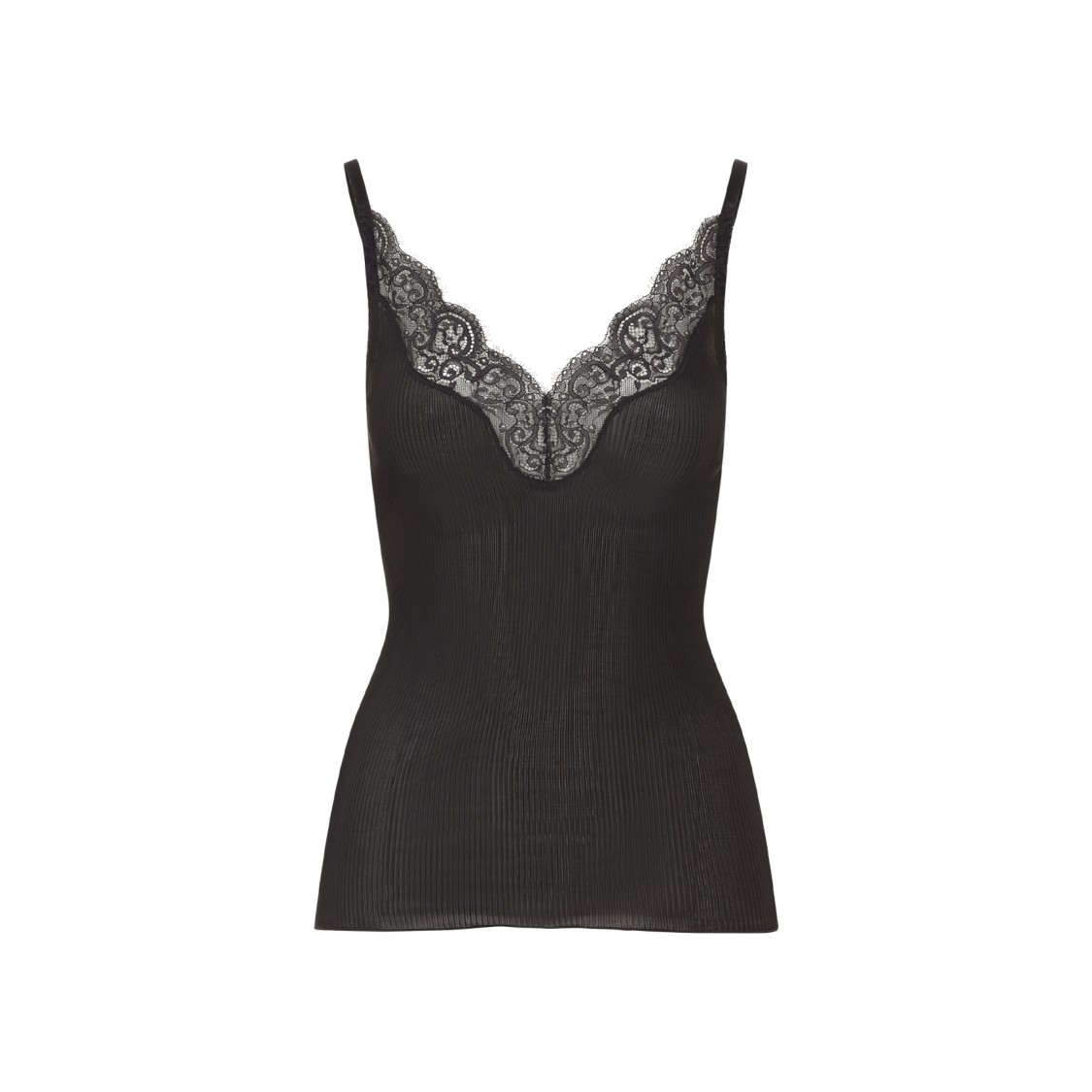 Saint Laurent Laced Tank Top In Ribbed Silk Jersey In Multi