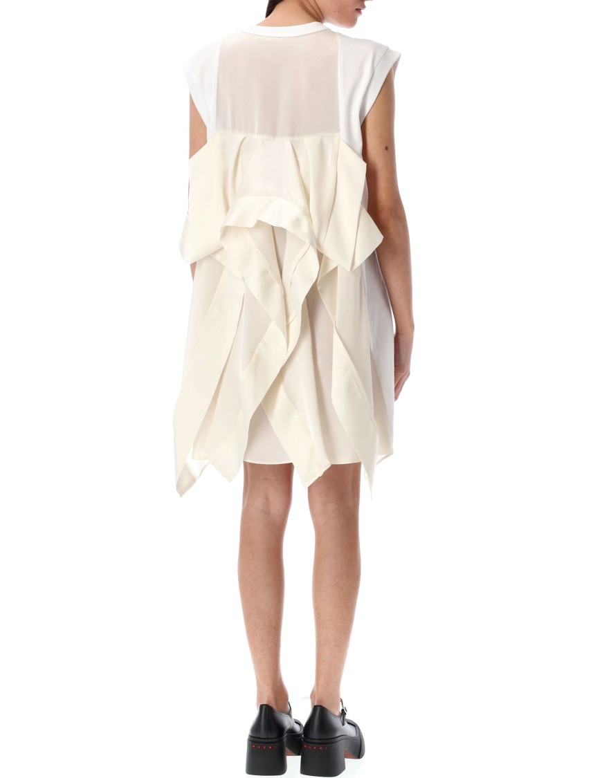Shop Sacai Panelled Mini Dress With Rear Satin Ruffled