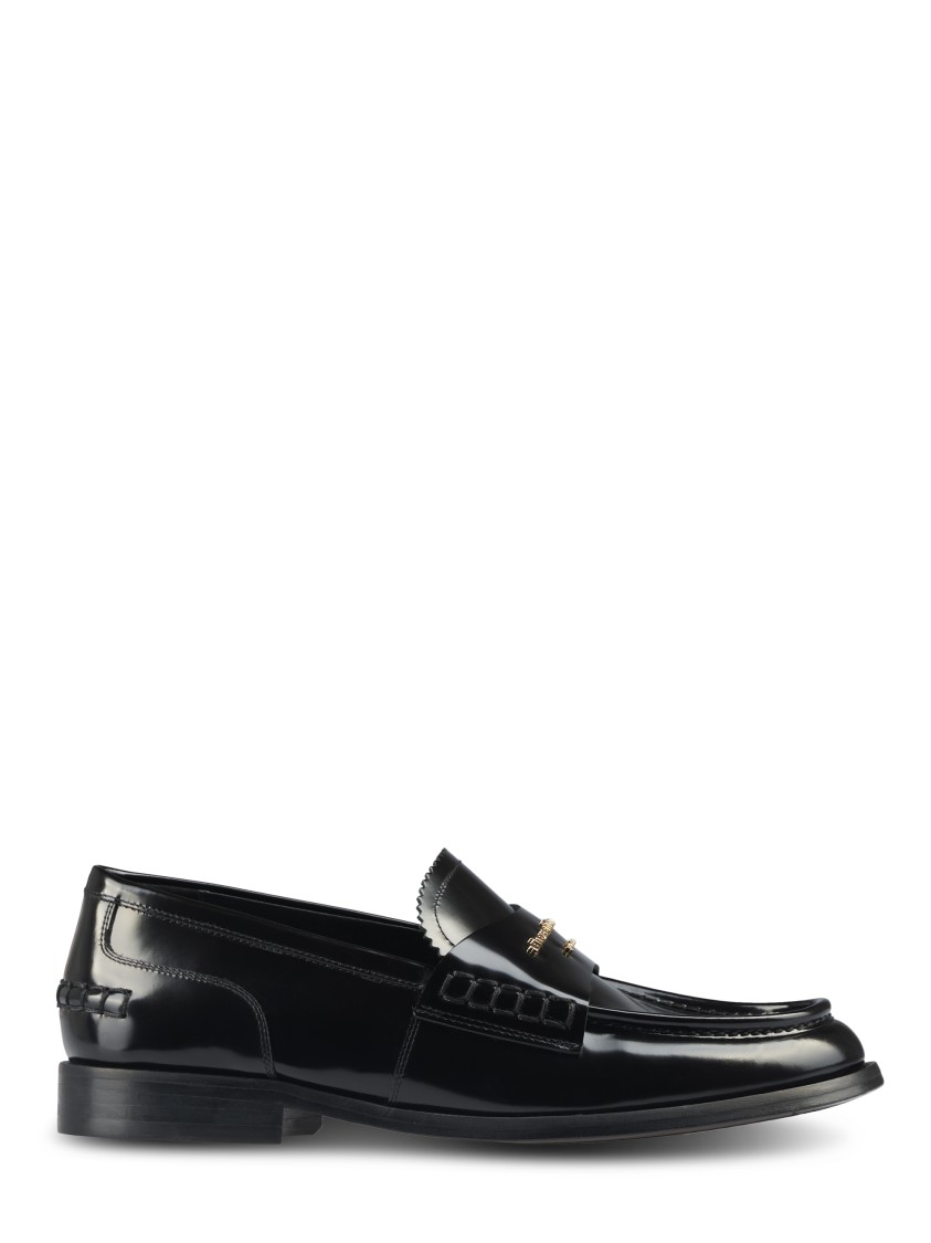 Alexander Wang Glossy Black Loafers With Decorative Strap And Elegant Silhouette In Black