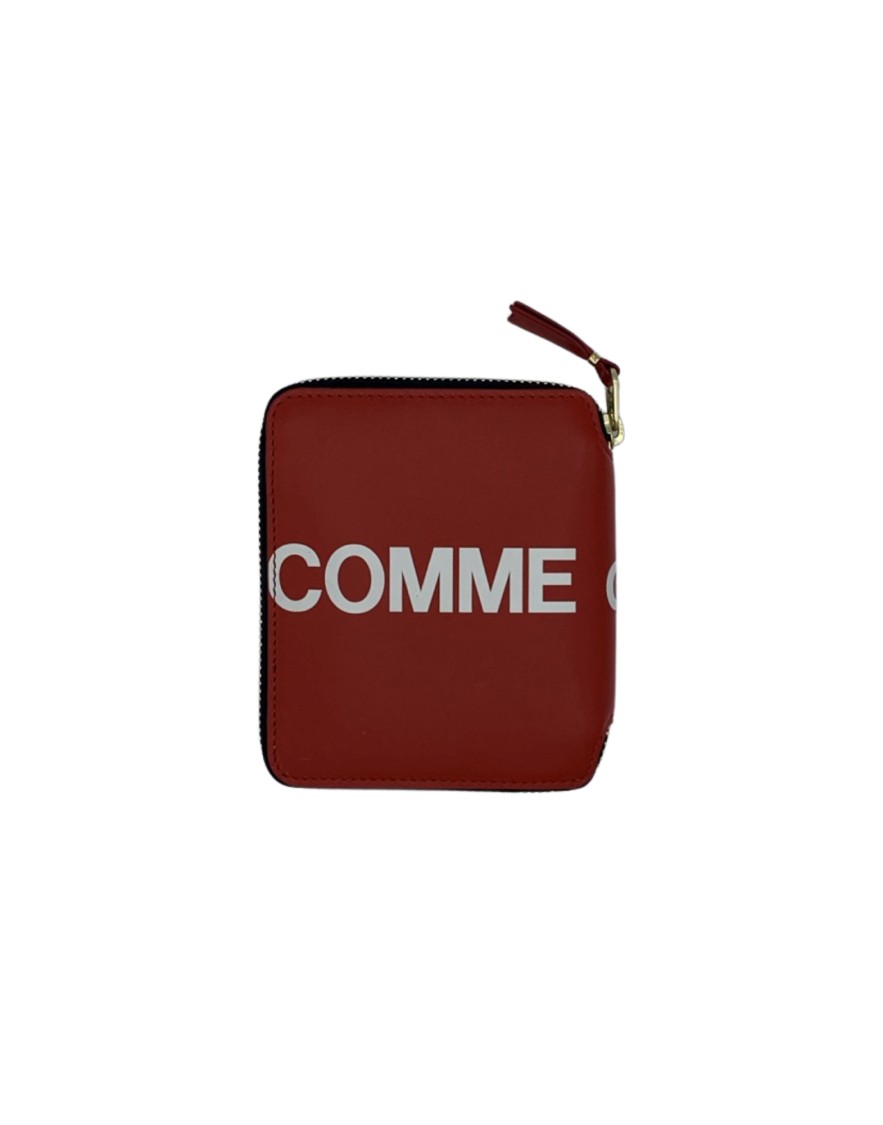 Wallet Cdg Zip-around Smooth Leather Wallet With Bold Logo In Red