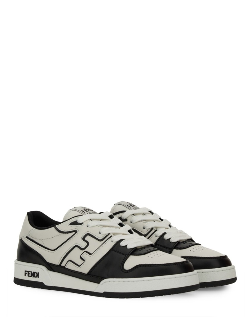 Fendi Leather Sneakers With Ff Lateral Logo In Multi