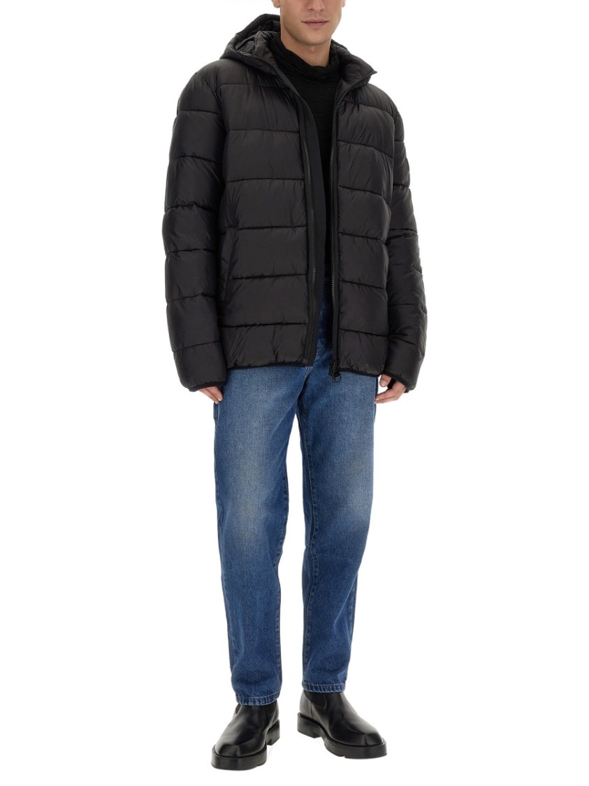 Shop Barbour Quilted Black Bobber Jacket With Hood