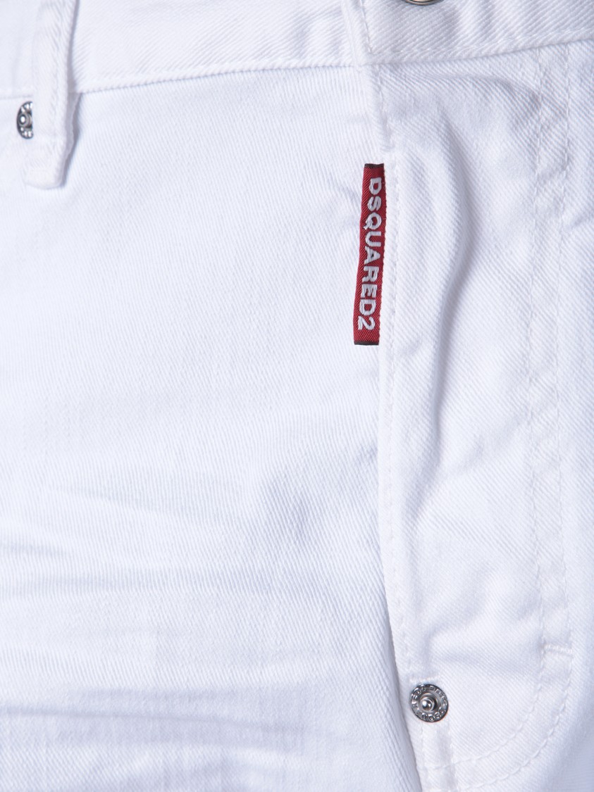 Shop Dsquared2 Straight Leg White Jeans In Silver
