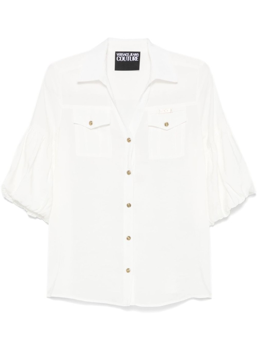 Shop Versace Jeans Couture Puff Sleeves White Button-up Shirt