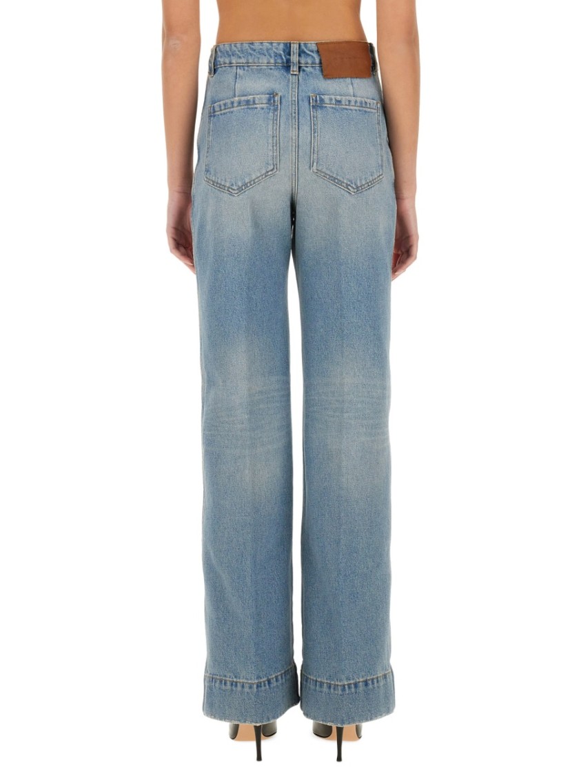 Victoria Beckham Cropped Jeans With Concealed Fly And Modern Silhouette In Blue