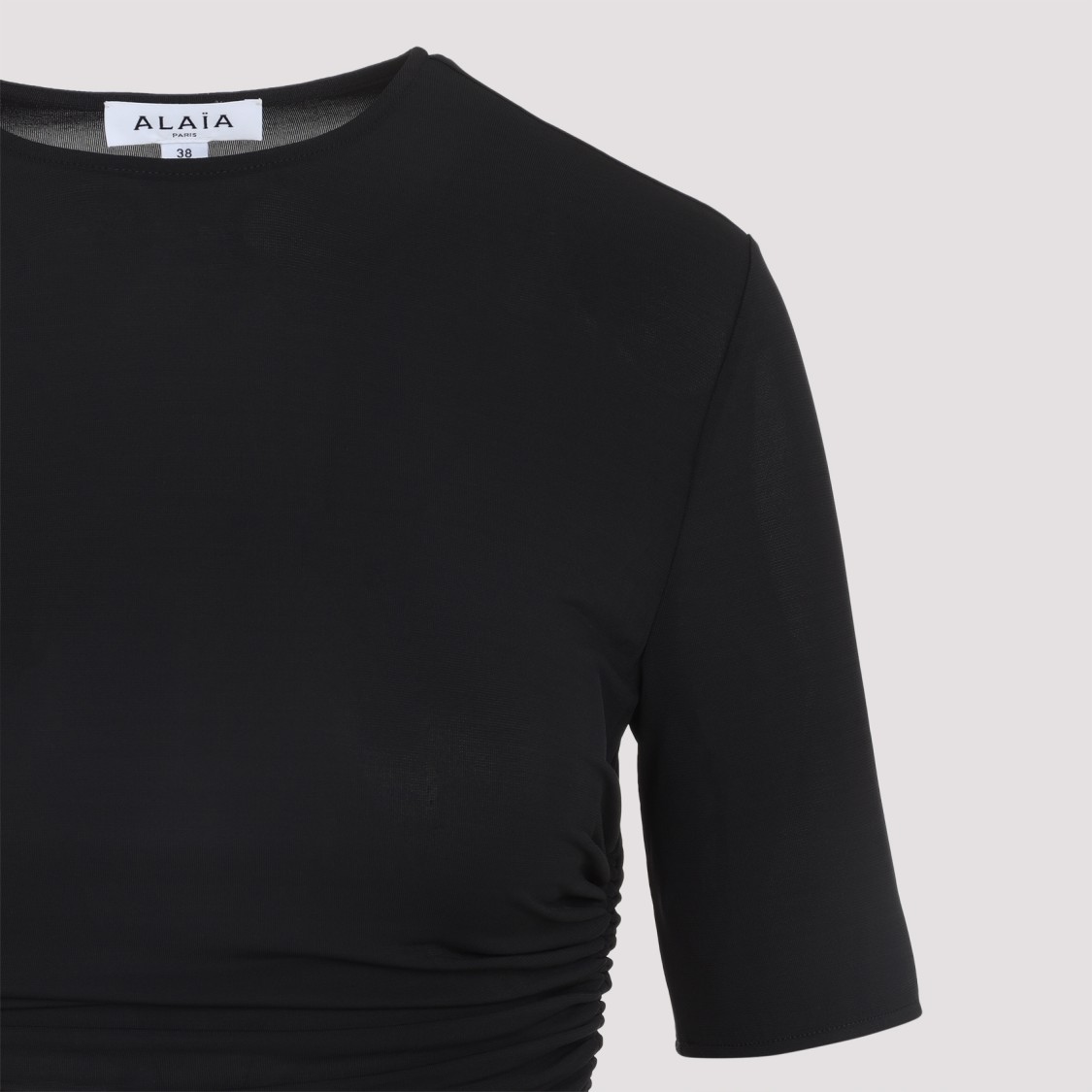 Alaïa Fitted Black T-shirt With Textured Silhouette In Black